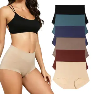 (6pcs)Women's Basic High-Waist Tummy-Control Shapewear Panties, 6-Pack Smooth Invisible Hip-Lifting Slimming Knickers, Comfortable Breathable Quick-Drying Soft Skin-Friendly High-Elastic Fit Plus-Size Underwear (S-XXL)
