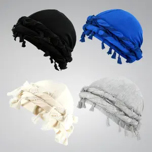 Solid Color Turban Hat - Satin Lined Unisex Head Wrap for Men & Women, Boho Vintage Style Hair Accessory for Daily & Outdoor Wear Cowboy Hats for Men and Women