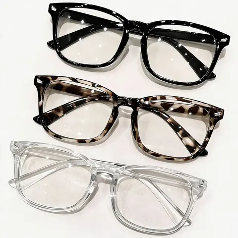 3 Pairs Unisex Glasses, Comfortable, Essential Daily Wear, Anti-Blue Light Lenses, Plastic Frame, All Seasons, Daily Eyeglasses