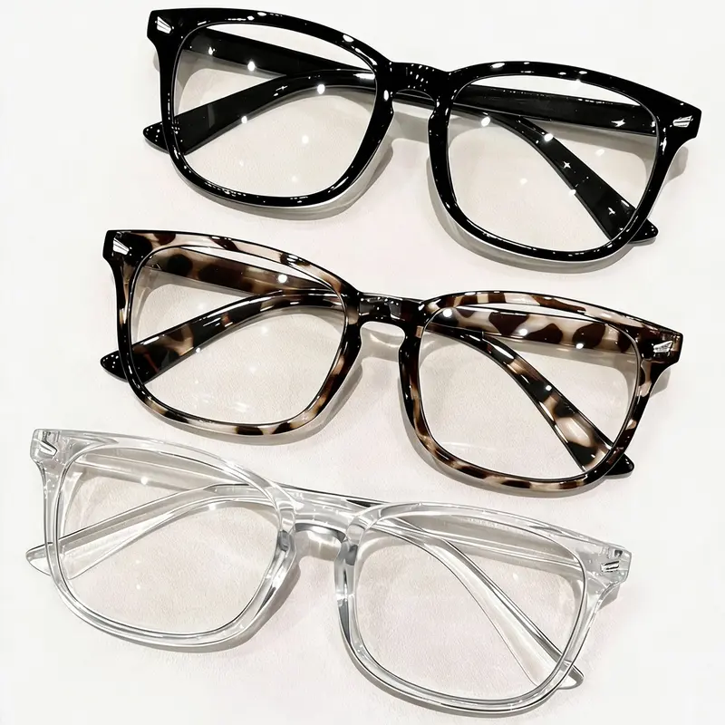 3 Pairs Unisex Glasses, Comfortable, Essential Daily Wear, Anti-Blue Light Lenses, Plastic Frame, All Seasons, Daily Eyeglasses