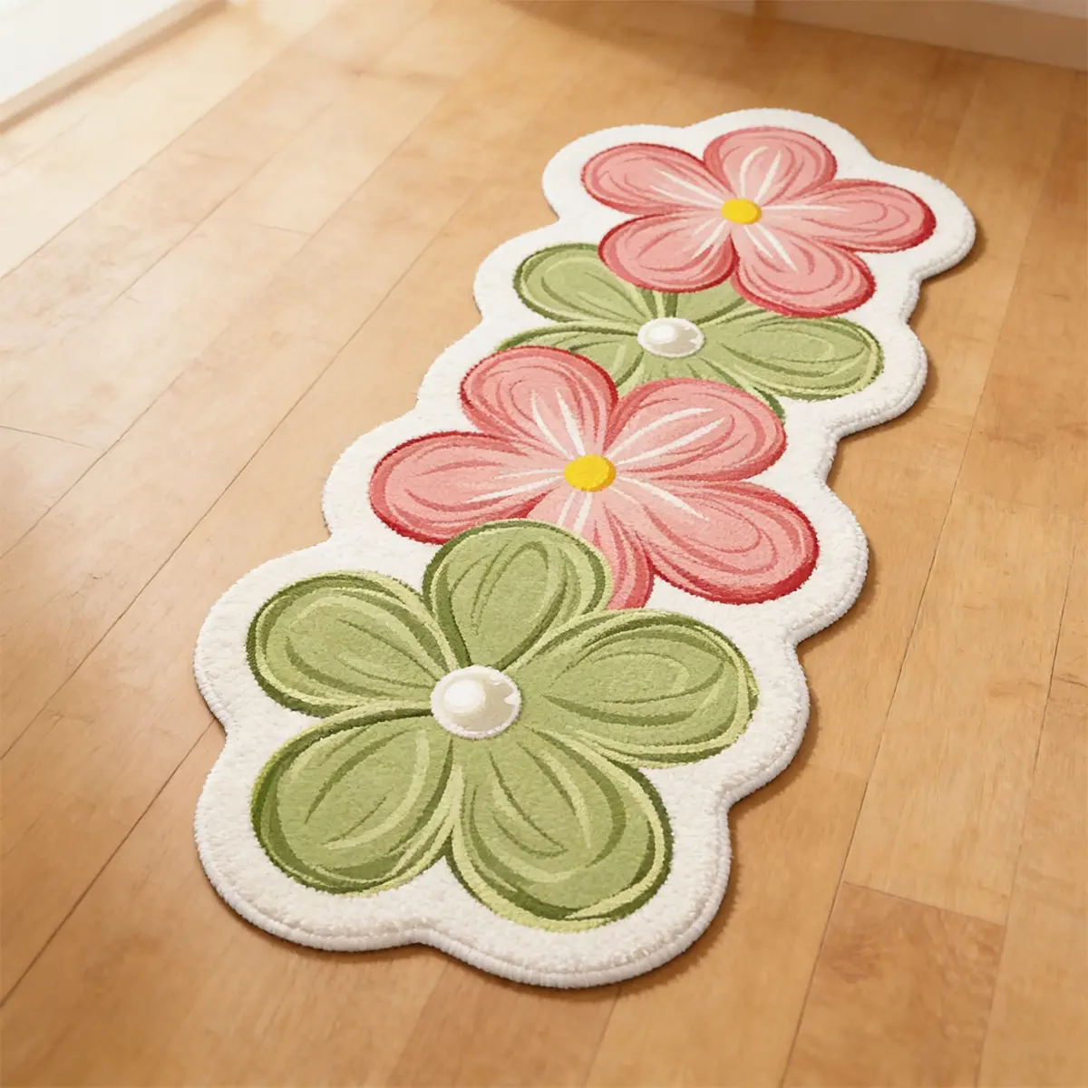 Flower Pattern Rug for Girls' Room, Floral Area Rug, Floral Print Rug, Indoor Decorative Rug, Home Decor Rugs, Modern Simple Style Carpet, Soft Comfortable Plush Mat, Ideal for Living Room Bedroom Porch Bathroom