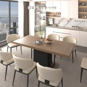 Rectangle extendable dining table for 6-10 people aged effect wood and black 160-200 cm Only a table