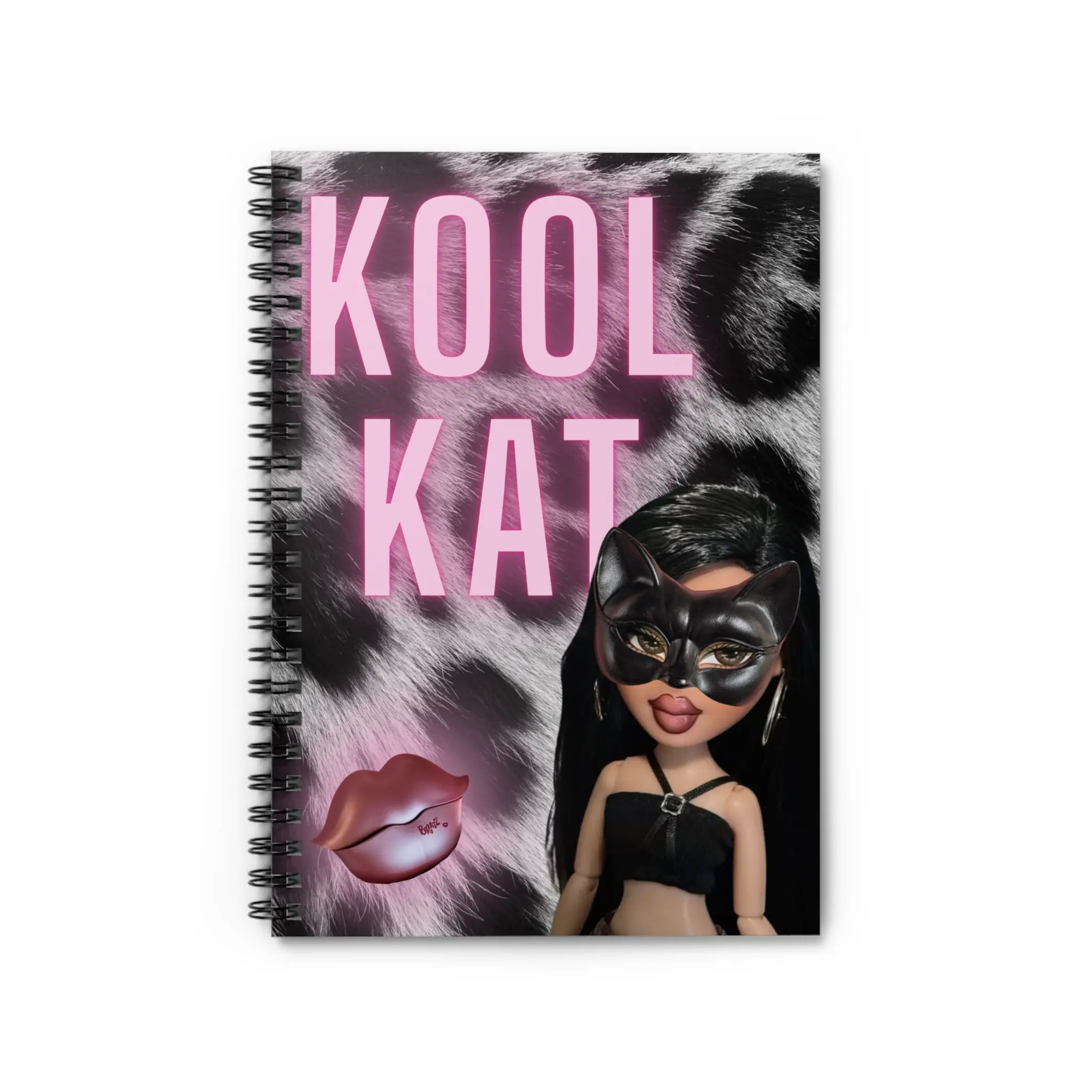 Kool Kat Jade Mask doll Halloween Spiral Notebook | Leopard print, Pink text