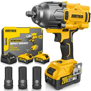 【fathersdaygift】Cordless Brushless Impact Wrench, 1475 ft-lbs (2000N.m), 1/2 High Torque power impact gun, 3-Mode Speed, 4000mAh Battery, 3 Sockets, Electric Impact Wrench Set for Car Tire Truck RV Mower Automotive Vehicle Tool Repair Tool