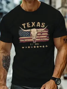 Men's Casual Round Neck T-Shirt, Trendy Print, Regular Fit Short Sleeve Top, Summer Wear, Daily Fashion Pairing