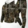 men's full body leaf print long sleeved hooded sweatshirt+pants set, casual pairing with thick and warm suit, suitable for winter and autumn Jumpsuit Fall Outfit Sports Casual Jumpsuit