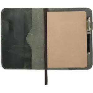A5 Leather journal cover, Refillable Journal Cover for Large and Medium A5, Leather Handmade Notebook Cover, 9 x 6 Inches Leather Bound Journal (Green)