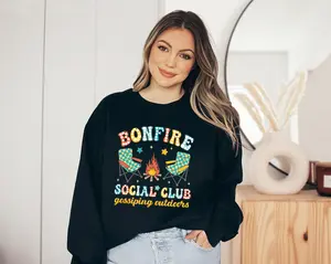 Bonfire Social Club Gossiping Outdoor, Funny Camping Sweater, Retro Summer, Camping Costume, Campfire, Funny Camping Roasting Bonfire Adventure Apparel