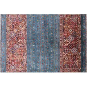 Green 6' 7" X 9' 9" Super Kazak Khorjin Hand Knotted Rug - Q10740