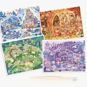 Seasonal Sanctuary Series – 3D Scene Sticker Kit,DIY Fantasy Diorama for Journaling & Scrapbooking,Cottagecore Aesthetic Gift for Women & Girls,PET Sticker Set