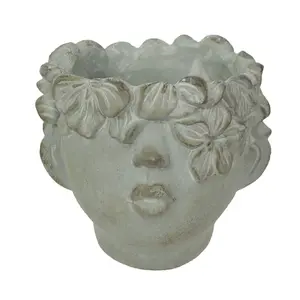 Pucker Up Concrete Head Kissing Face Wall Mount Mini Decorative Planter Pot 7 Inch Tall