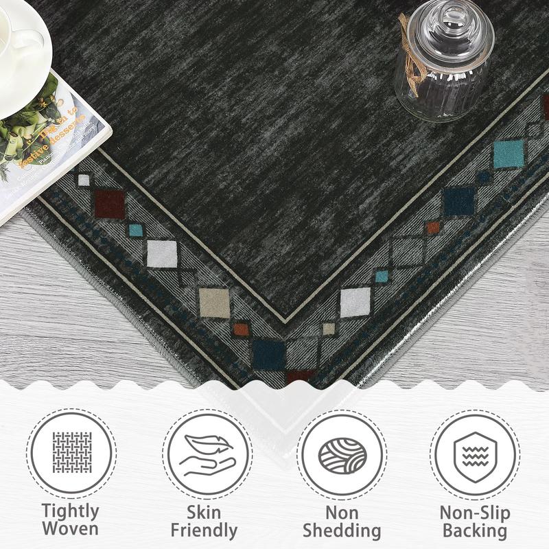 GARVEE Modern Area Rugs: Stylish Geometric Border Designs in Various Sizes (5x7, 9x12, 10x13), Machine Washable, Non-Slip, Stain Resistant for Living Room and Bedroom Decor, Available in Brown and Grey