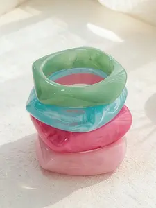 4-Piece Set Unique Design Geometric Stackable Bracelets, Summer Beach Style Asymmetrical Jewelry, Trendy Accessory for Women