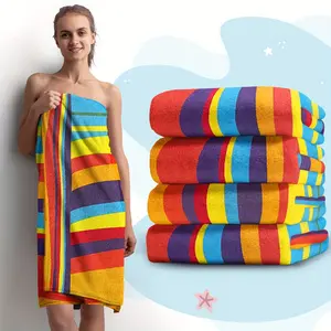 Rainbow Bath Towel, Extra Large Striped Beach Towel - Ultra-Soft Microfiber, Quick-Dry & Sand-Free, Perfect for Travel, Yoga, Camping & Swimming