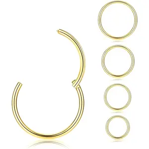 DB- 5-piece set of 316L stainless steel nose rings, ring-shaped snap-on body piercing rings, suitable for nasal septum cartilage, auricle, lips, tragus, helix, earlobe, etc.Earrings, nose piercing jewelry, unisex, sizes 6/7/8/9/10mm, -DB