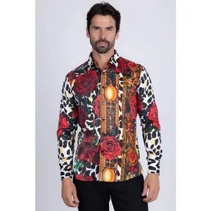 Barabas Mens Rhinestone Shirts Camisas de Brillo Slim Fit