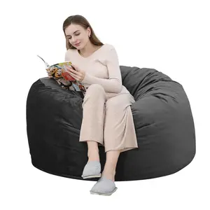 Giant 4FT Bean Bag Chair for Adults – Memory Foam Filling – Removable Soft Microfiber Cover – Comfortable Gaming or Lounge Room Sofa