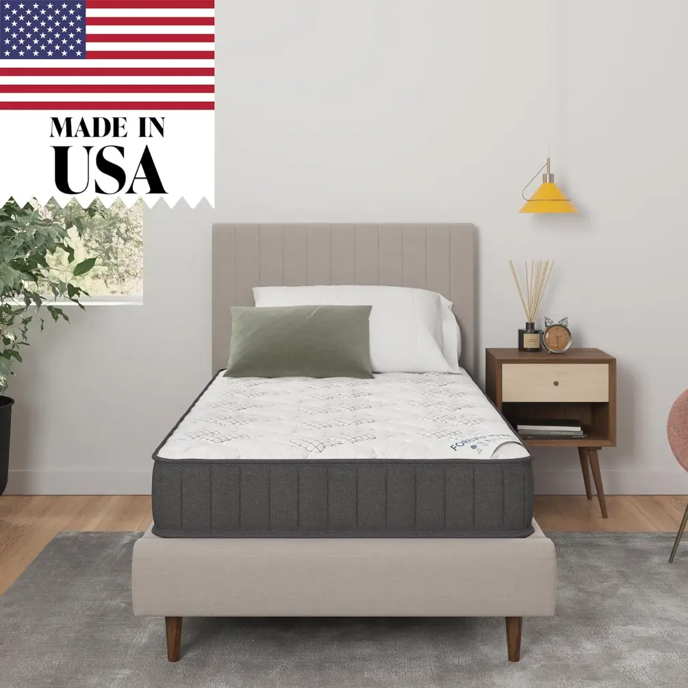9" Twin Mattress in a Box Made in USA, Firm Mattress, Hybrid Mattress Cool Improved Airflow with Edge to Edge Pocket Coil, Bed in A Box, High comfort spine protection mattress