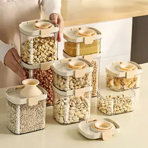 TikTok-Viral Glass Food Container 1-Second Pour for Coffee, Spices & Snacks - Leakproof, Stackable, No Lid-Flipping, Kitchen Utensils, Springtok Storage Modern - Home snack box container Meal Prep storage container containers 750Ml rice holder