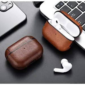 Leather Business Wireless Earbud Case - Premium Durable Anti-Scratch Shockproof Earphone Protective Cover, Compatible with 3/4/Pro 2 (USB-C) Design Earbuds and True Wireless Headphones