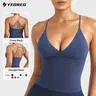 YEOREO LuxFlow Workout Tank Top Twist Front Sports Bra Pads Straps Camisole Women's Seamless Shirts Longline Bras Summer Top for Yoga Gym