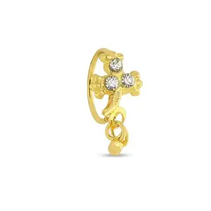 Gold Plated Ornamental Cross Nose Ring
