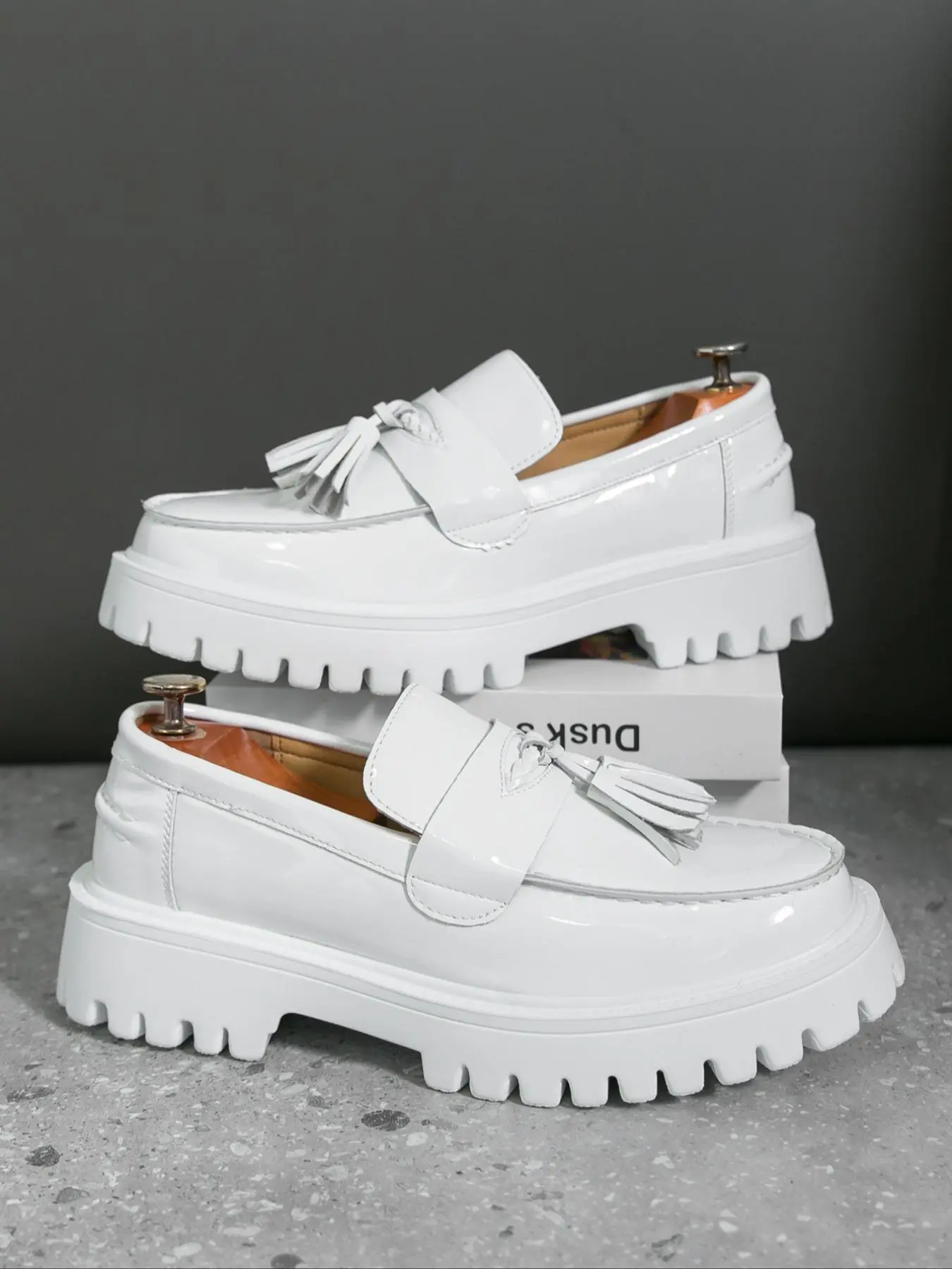 Men's Fashionable Plain Color Platform Loafers, Casual Comfortable Fashion Shoes for Daily Wear, Male All-match Round Toe Shoes for Daily Wear, Boy