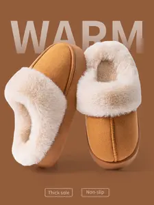 Women's Plush Slippers Winter Autumn Indoor Outdoor Thick Sole Warm Fleece Lined Slipper Shoes, Cozy Home Footwear for Women, Fuzzy House Slippers