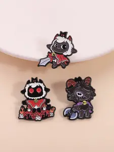 Gothic Style Sheep Enamel Lapel Pins Set, Dark Cute Lamb Brooches, Independent Game Peripheral, Gothic Backpack Decoration, 3pcs, Pathfinder Pin, Shaped Badges, Emblem Badge Decoration