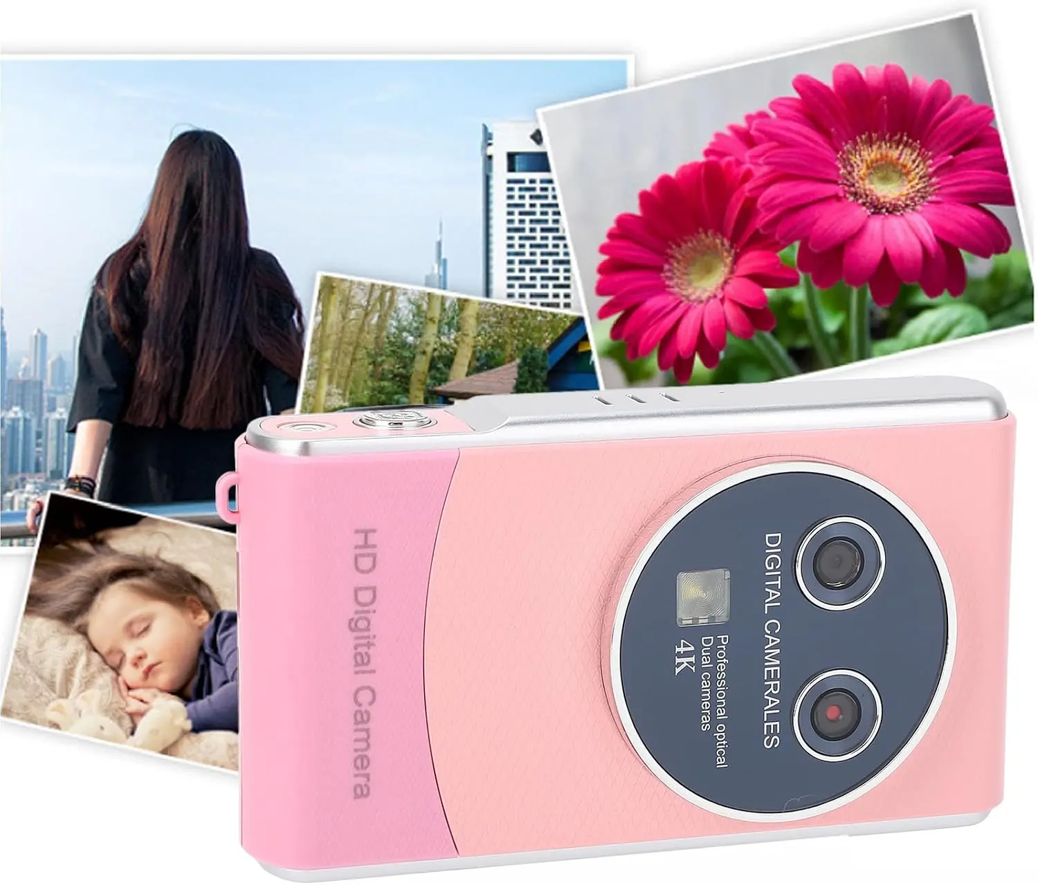 3.0 Inch HD Screen Digital Camera 36MP 1080P HD Digital Camera with 18X Zoom, Dual Cameras Vlogging Selfie for Travel Photography, 3.0in Screen, AF, Low Light (Roseate)
