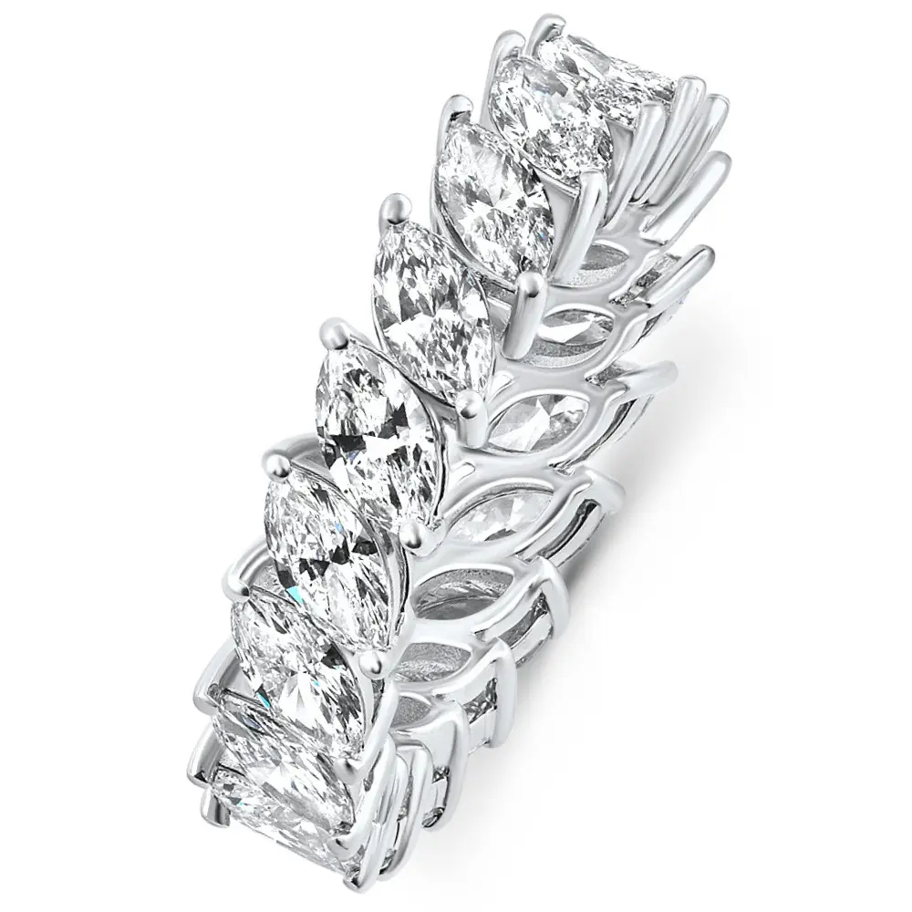 4 Ct Marquise Cut Designer Diamond Eternity Wedding Ring 14k Gold Lab Grown
