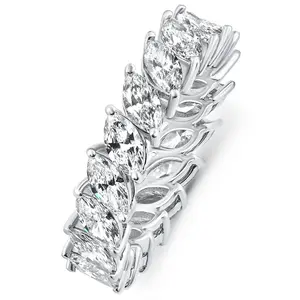 4 Ct Marquise Cut Designer Diamond Eternity Wedding Ring 14k Gold Lab Grown