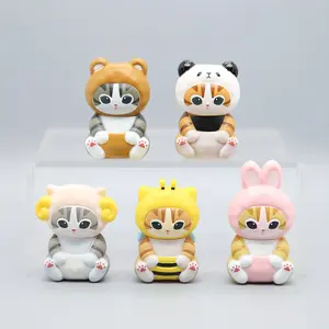 Cute Desktop Cat Statues, Cartoon Style Animal Figurines, Mini Computer Monitor Decorations, Holiday Gifts, Home Decoration, Collectible Room Decor