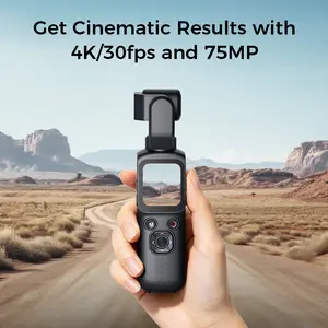 2026 New 75MP Pocket Gimbal Camera - Compact Vlog Camera with Face Tracking, Rotating Lens, and 1.72 Inch Touch Screen for TikTokers, Travelers, and Content Creators
