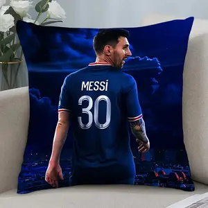 1pc Football Messi Soccer Star Throw Pillow - Barcelona Jersey Design with Messi Number 30 & Name, Machine Washable Polyester Cushion Cover for Home, Office, Sports Fan Gift for Birthday, Christmas, Housewarming Decor - Contemporary Style with Zipper Clos