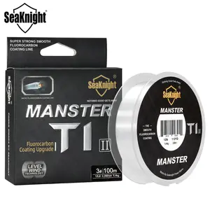 SeaKnight T1 II Double Layers Fluorocarbon Coated Line 55yds/110yds Bass Fishing Line Transparent Invisible Monofilament Fast Sinking Clear Leader Line for Saltwater Sea Fishing 3-100LB