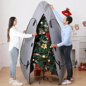 Gray Upright Christmas Tree Storage Bag Fits 6Ft 6.5Ft 7Ft 7.5Ft Artificial Christmas Tree Storage Cover
