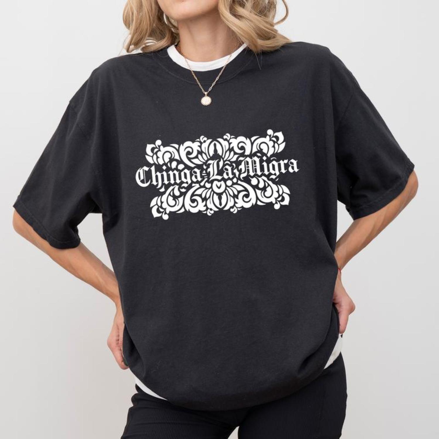 ChicCotton Men's Casual Loose Round Neck T-Shirt - Chinga La Migra Graphic Tee, Abolish ICE Top, Subtle FDT Design, Social Justice Clothes, Human Rights Outfit