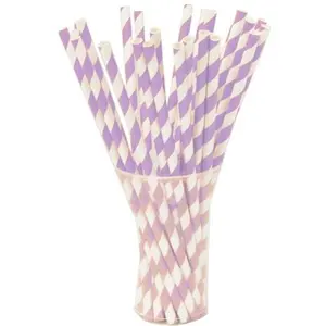 Lavender Striped Paper Straws - 7.75 in. | 25 Count