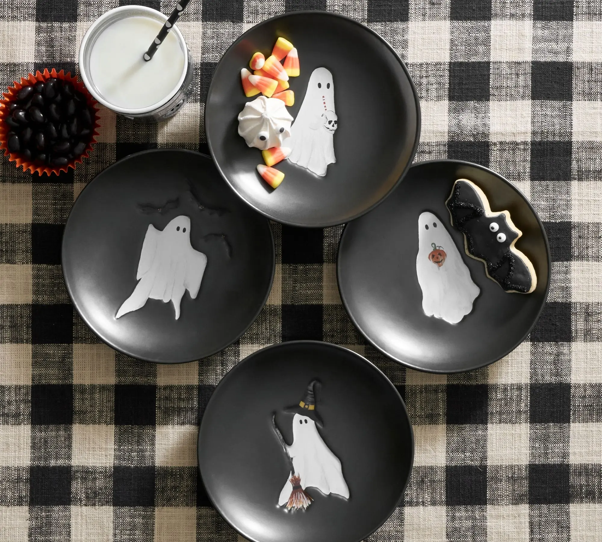 Scary Squad Halloween Stoneware Appetizer Plates, Set of 4