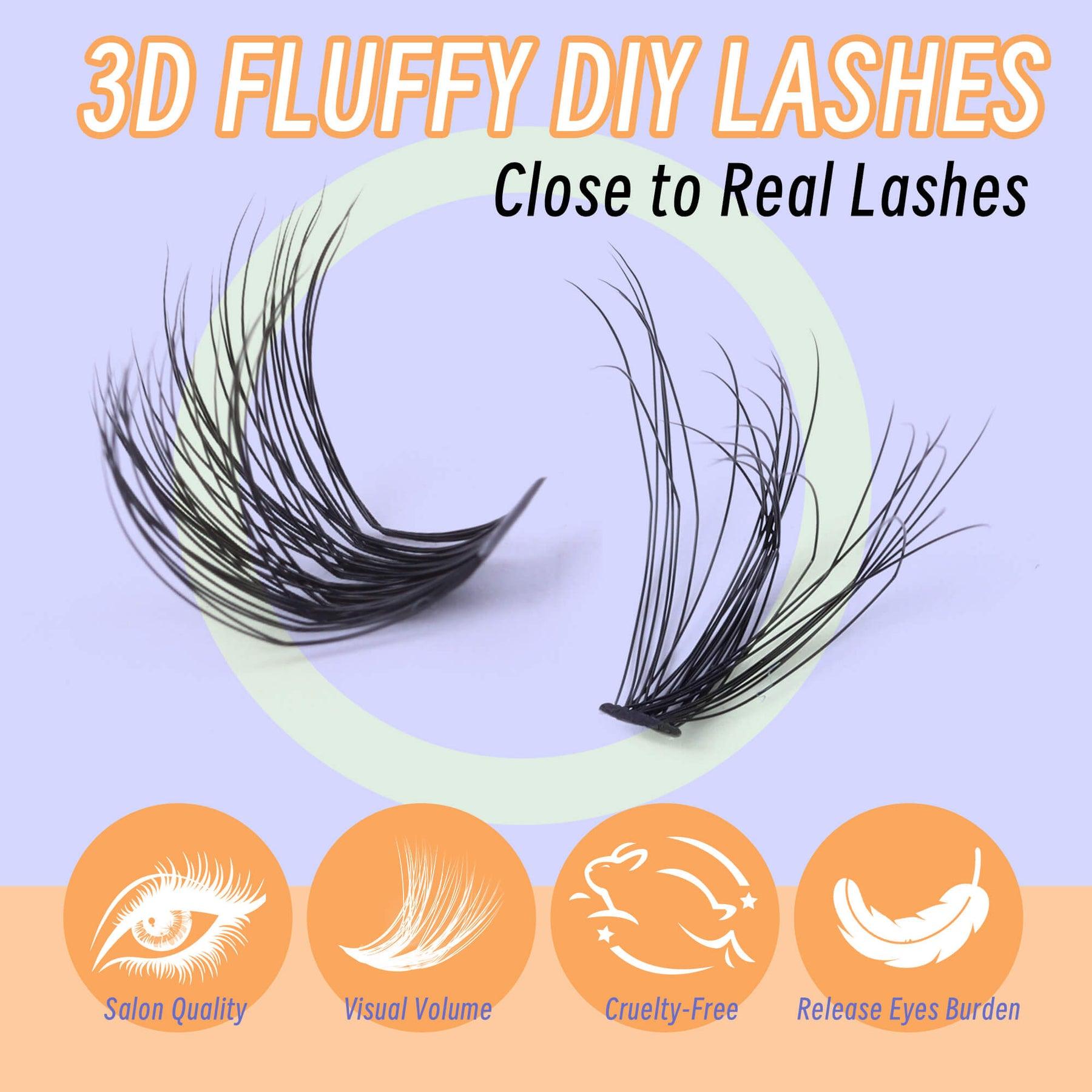 Lash Clusters Kit, 280Pcs Eyelashes Clusters Extensions Kit 9-16mm Individual Lashes D Curl Fluffy Wispy False Eyelashes Thin Band with Bond Seal Tweezers DIY (30D+50D Kit 9-16mm)