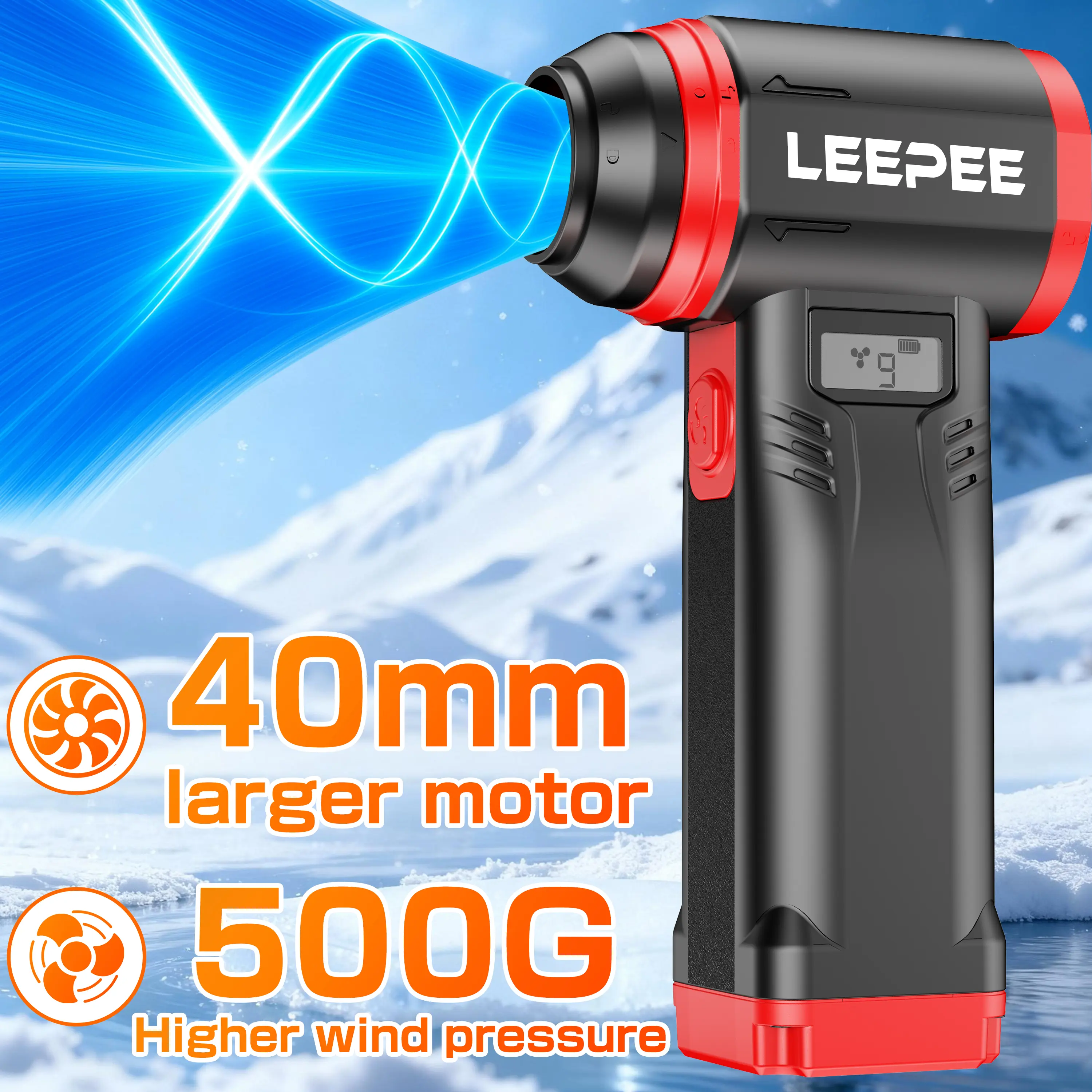 Handheld Portable High-Speed Jet Turbo Leaf Super Power Blower, 500G with 9 Gears, 40mm Larger Motor for Car Washing & Maintenance Performance Enhancement, Handheld Portable Blower