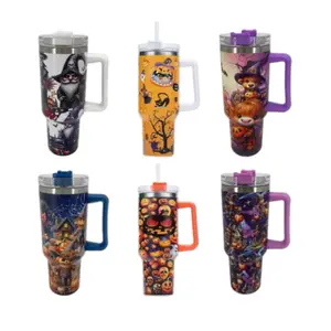Halloween 40oz Stainless Steel Double Wall Insulated Tumbler with Handle Eco-Friendly Design for Spooky Drinks
