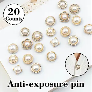 20 Counts Brooch Buttons for Women,Easy to Install with Secure Lock, Scratch-Resistant and Durable, A Set for Various Clothing Styles