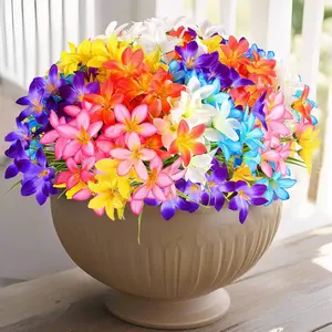 Artificial Fake Flowers for Outdoor Spring Decoration, 12 Bundles UV Resistant Faux Plastic Decorative Flowers Lily for Indoor Outdoor Garden Porch Entryway Window Box Pot Vase Planter Decor, Home Decoration Bouquet