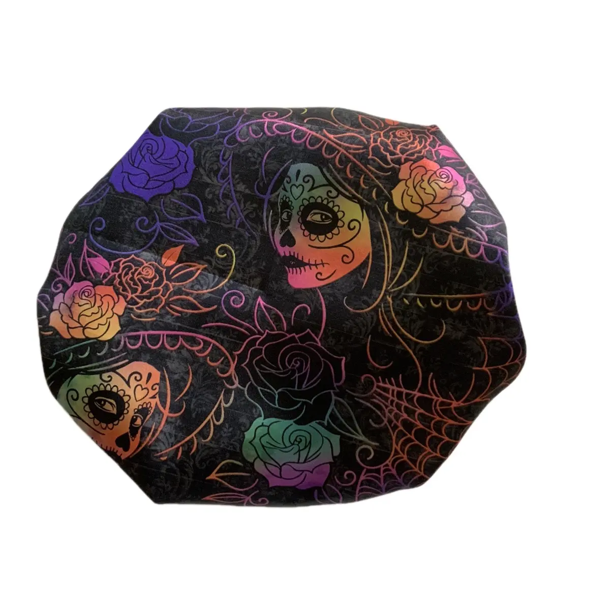 Witching Hour Poodle Baby Satin Hair Bonnet for Dia De Los Muertos and Halloween 0-2yrs