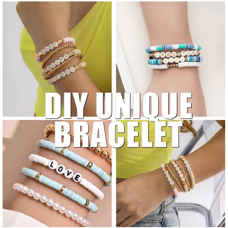 Clay Beads 9000 pcs Bracelet Making Kit with Heishi Disc Beads, 2 Boxes, Charms, and Creative Designs Craft Gift for Jewellery Making Beaded Jewelry Beading Accessories bracelet making kit