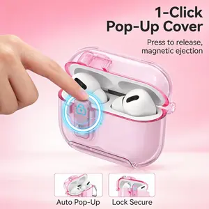 Frosted Clear AirPods Case for AirPods 4 & Pro 2 & Pro 3 - Pop-Up Cover with Phone Stand, Semi-Transparent TPU Anti-Drop Shell