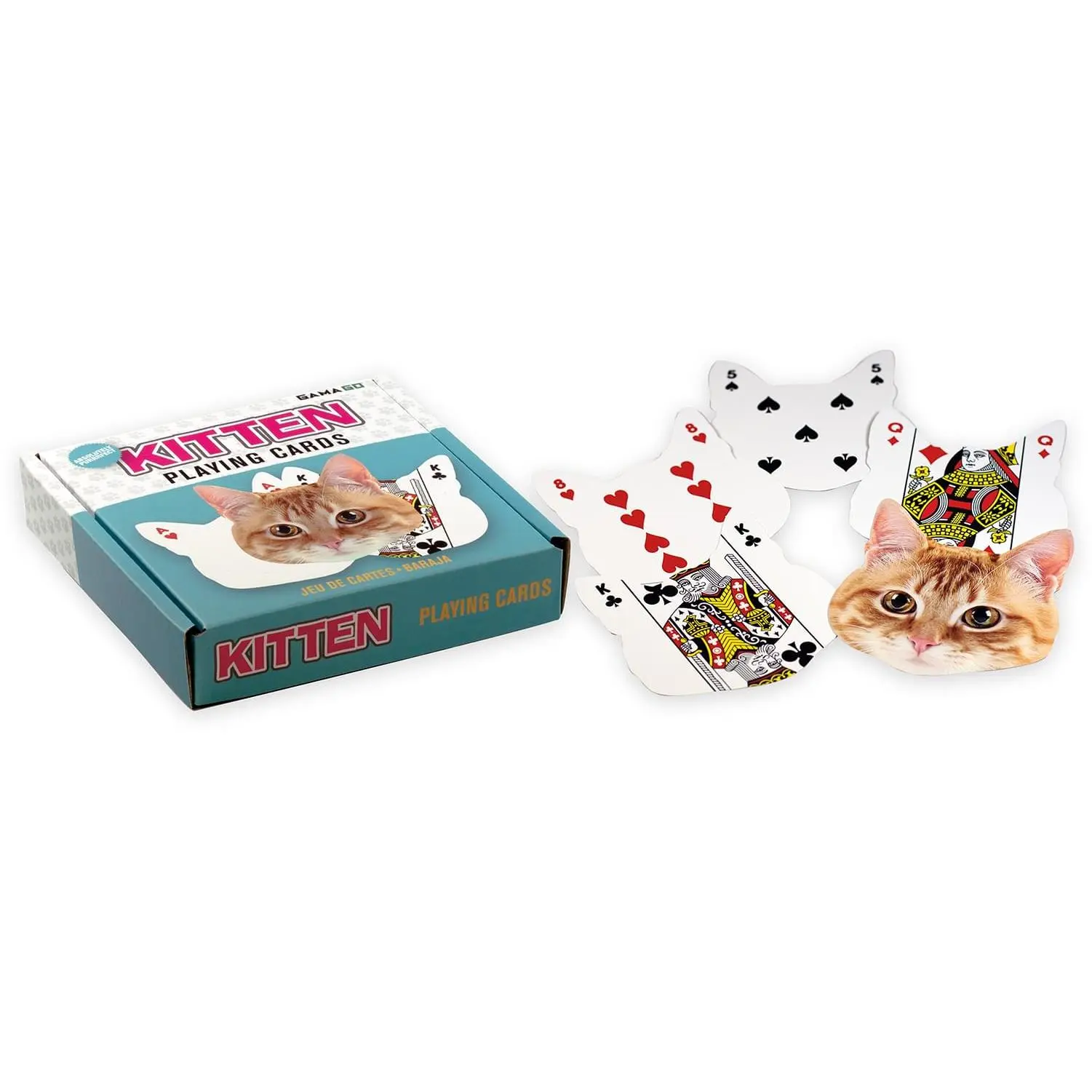 Kitten-Shaped Playing Cards | 52 Card Deck + 2 Jokers, Cards Games Deck, Family Fun Game
