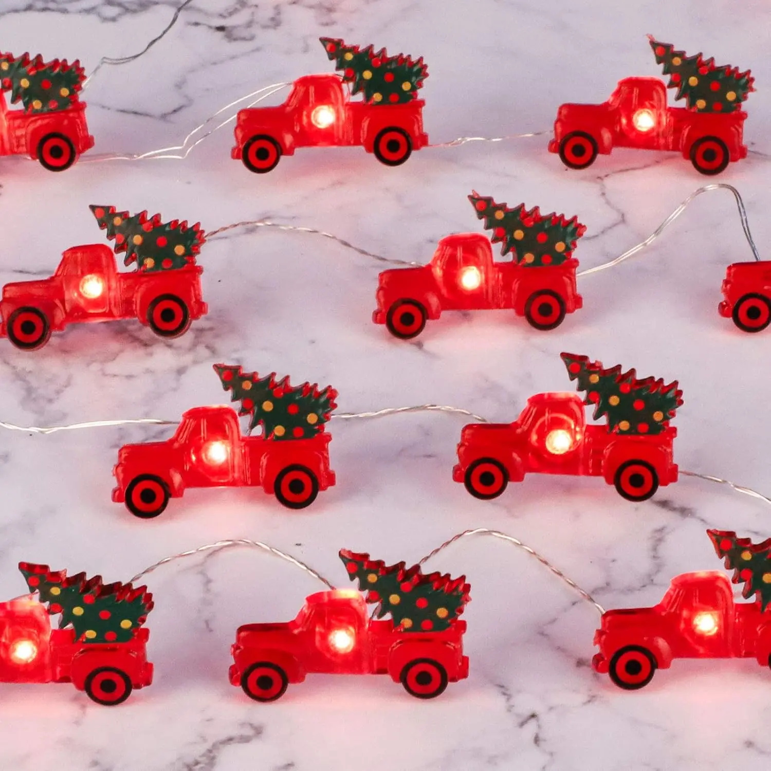 Impress Life Christmas Tree Farmhouse Truck String Lights with Remote | 10ft 30 LEDs, Battery USB Plug-in Powered, Indoor Fairy Lights for Party Xmas Tree Decor